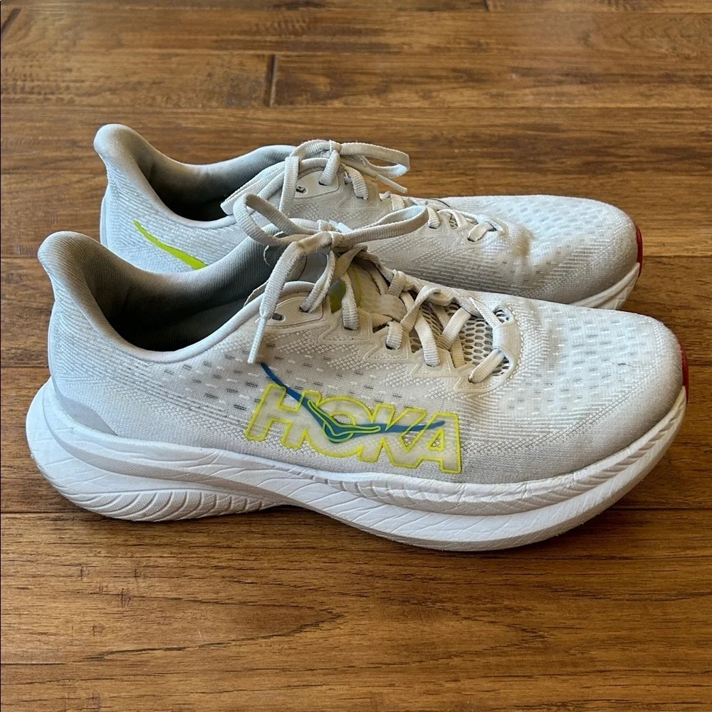 Hoka One One Mach 6 Speed Running Shoes White Gray Mens Size 9